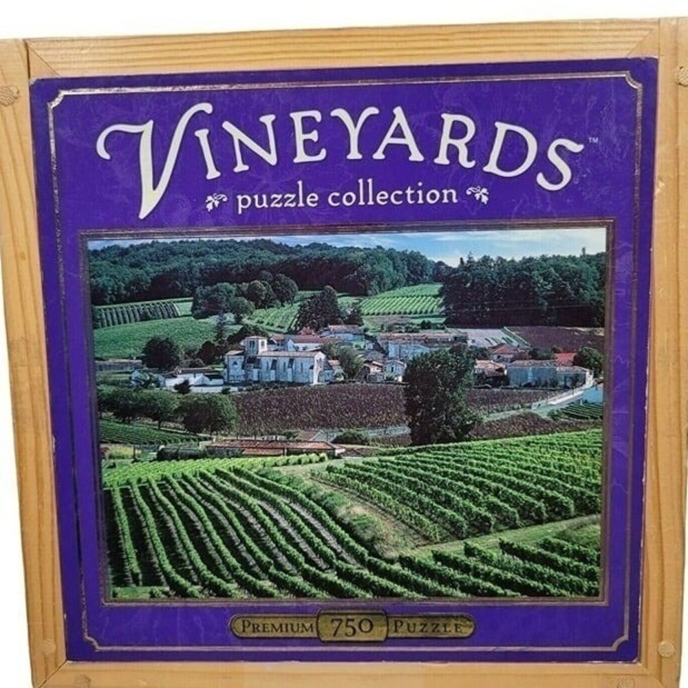 MB Vineyards Puzzle Collection 750 Piece St Preuil France Purple Wooden Box